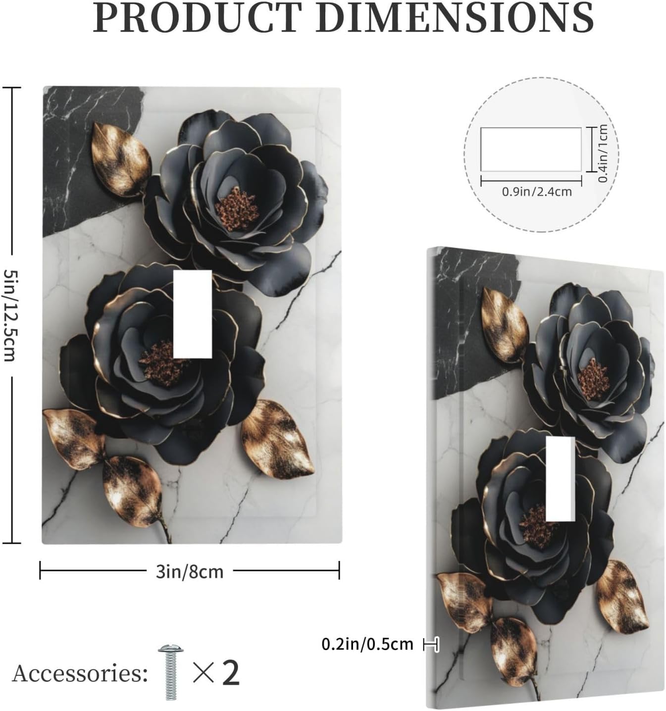 Decorative Art Light Switch Covers Black Gold Rose Marble Single Toggle Wall Plate Decorative Switchcover Electrical