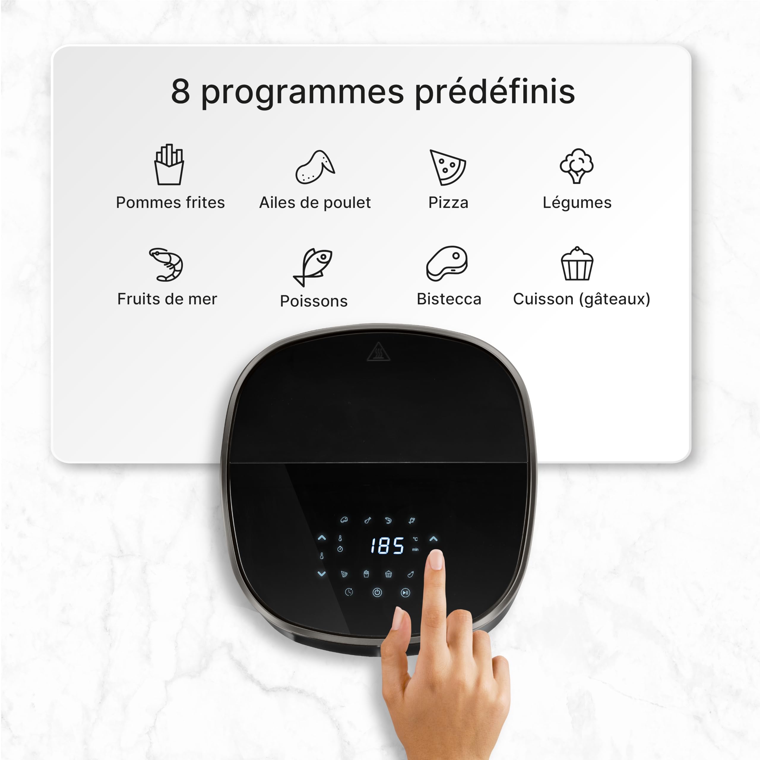 Ufesa Sparrow frytkownica powietrzna, 6 l, Air Fryer 8 programów, 1700 W, cyfrowa, timer, temperatura 80°C - 200°C, bez BPA i PFOA, frytkownica powietrzna z wiadrem i tacą zapobiegającą przywieraniu