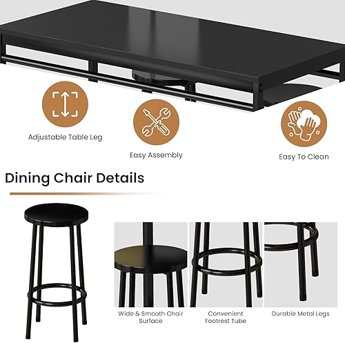 Miniatura 7 de Recaceik Juego de mesa de comedor de bar para 4, mesa de bistró de cocina y sillas para 4, moderno juego de mesa de cocina y comedor, mesa de altura