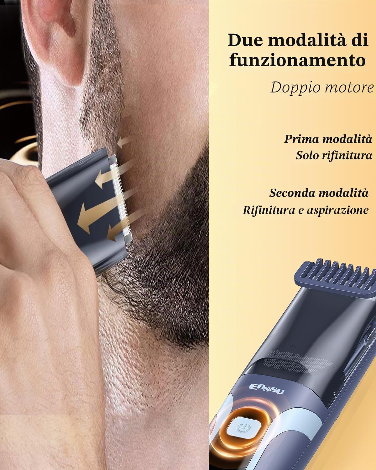 ENSSU Regolabarba da uomo con aspirapolvere e baffi, lunghezza regolabile, blu