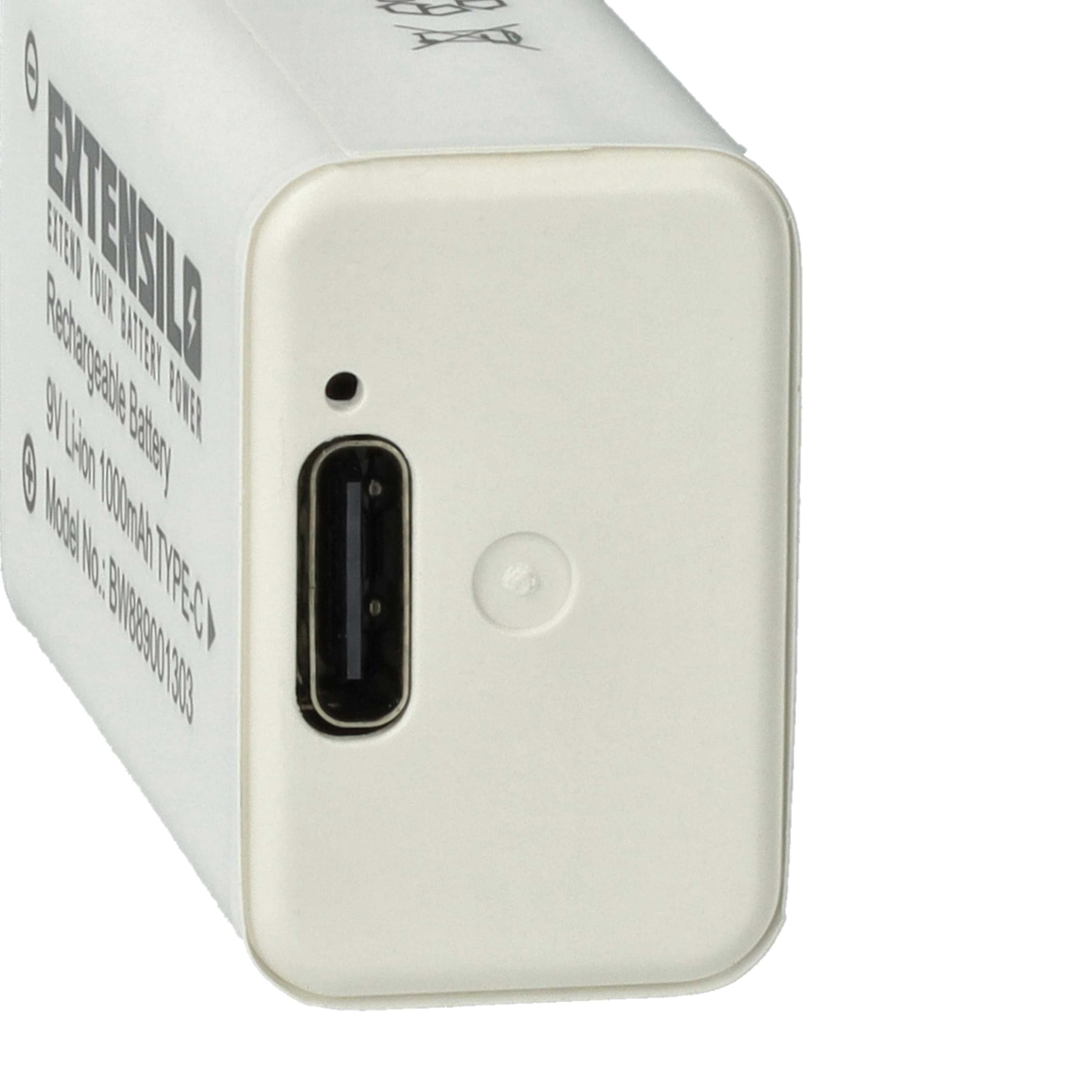 5X Piles Bloc Batterie 9V pour Divers appareils (1Ah, 9V, Li-ION)
