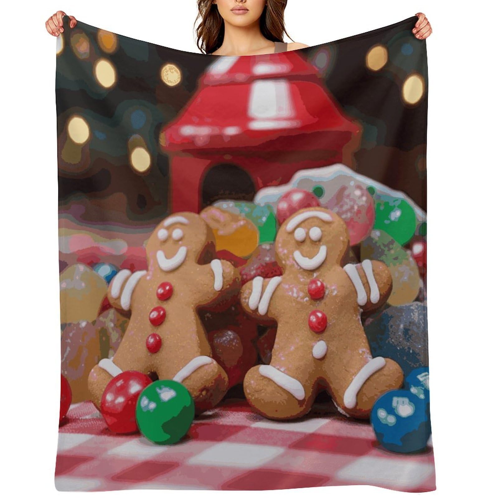 Fekiloot Style Gingerbread Man Candy Throw Blankets Camping Blanket40 X50