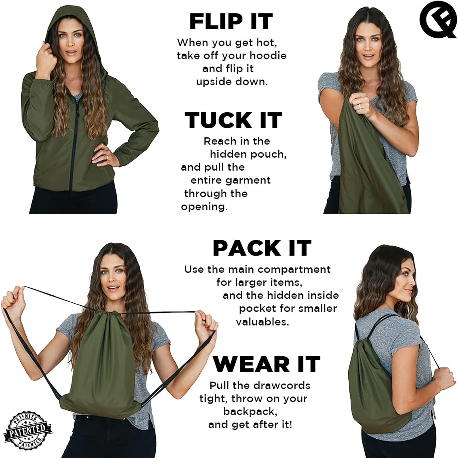 Quikflip 2-in-1 Reversible Backpack Jacket (As Seen on Shark Tank) Unisex Dryflip Windbreaker - Image 5