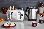 T-Fal Element Acier inoxydable 4 Grille-pain, pains grillés, snacks bagels, réchauffer, 8 les leviers de brunissement, SILVER