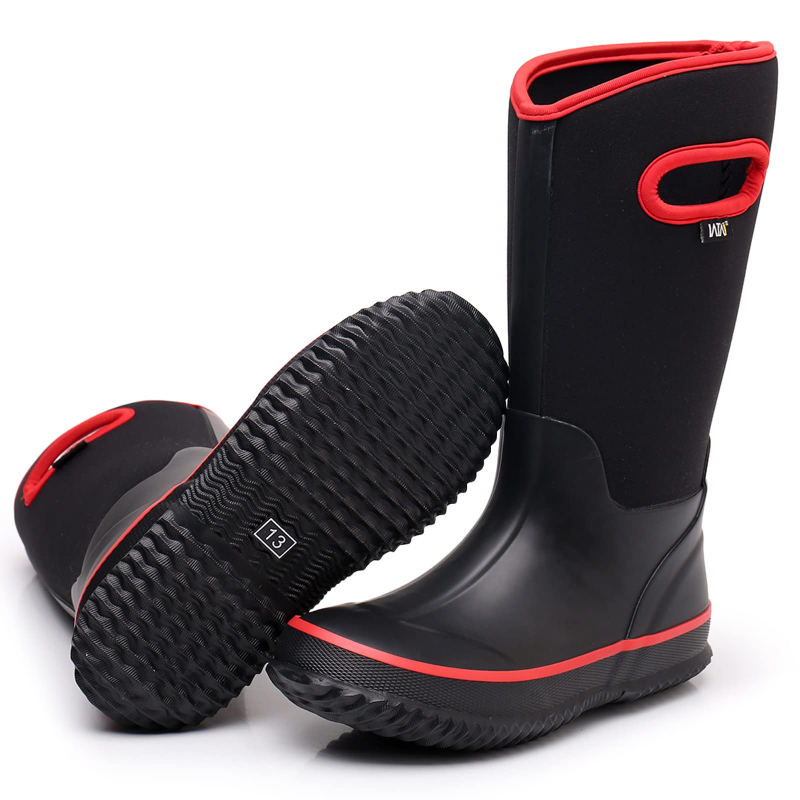 WTW Kids Rubber Rain Boots - Neoprene Insulated 100% Waterproof Mid Calf Mud Boots for Boys and Girls Winter Snow Boots