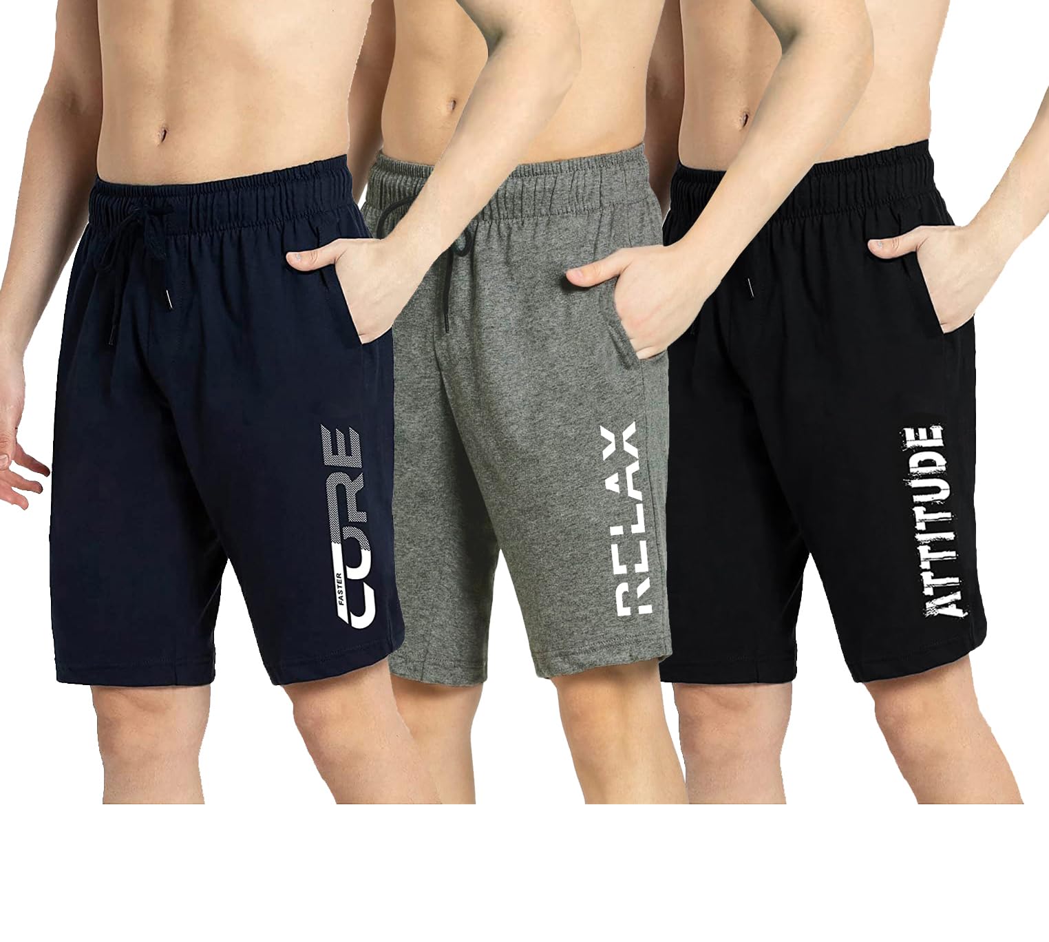 West Gate Clothing Plus Sizes Men's Cotton Knee Length Shorts | Casual and Night Wear Mens Shorts Pack of 3-picture-22