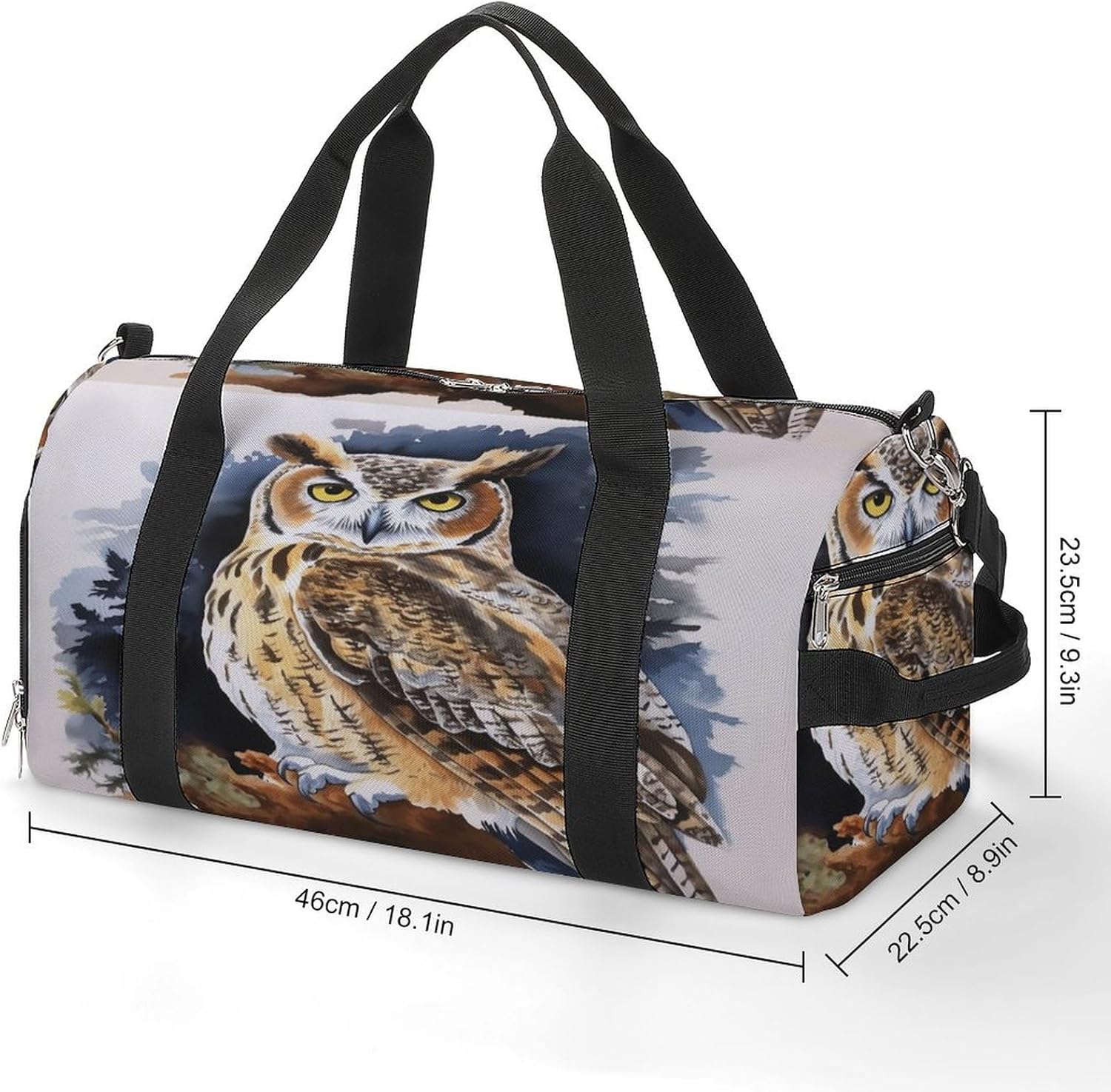 Owl Barrel Gym Bags for Men And Women, Duffle Bag for Travel Sports Bag Camping Weekend Carry on Overnight Duffel Bag with Shoulder Strap