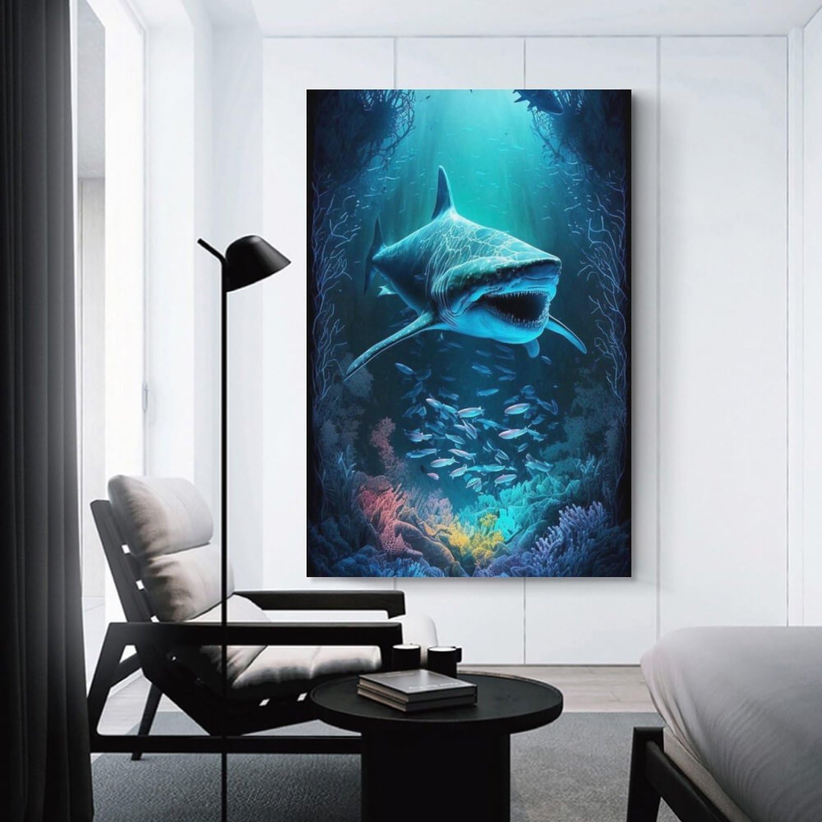 Amazon.co.jp: 絵画 海の中のサメインテリア 絵画 現実的な