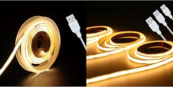 Led Strip Lights 5V USB Short COB LED Strip Light 4Pack 3000K Warm White Small Flexible Not Dimmable USB led Lights for Indoor Home DIY Lighting Room Decor 5V LED TV Lights 3.28FT/1M*4