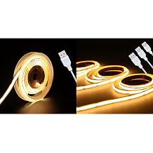Led Strip Lights 5V USB Short COB LED Strip Light 4Pack 3000K Warm White Small Flexible Not Dimmable USB led Lights for Indoor Home DIY Lighting Room Decor 5V LED TV Lights 3.28FT/1M*4