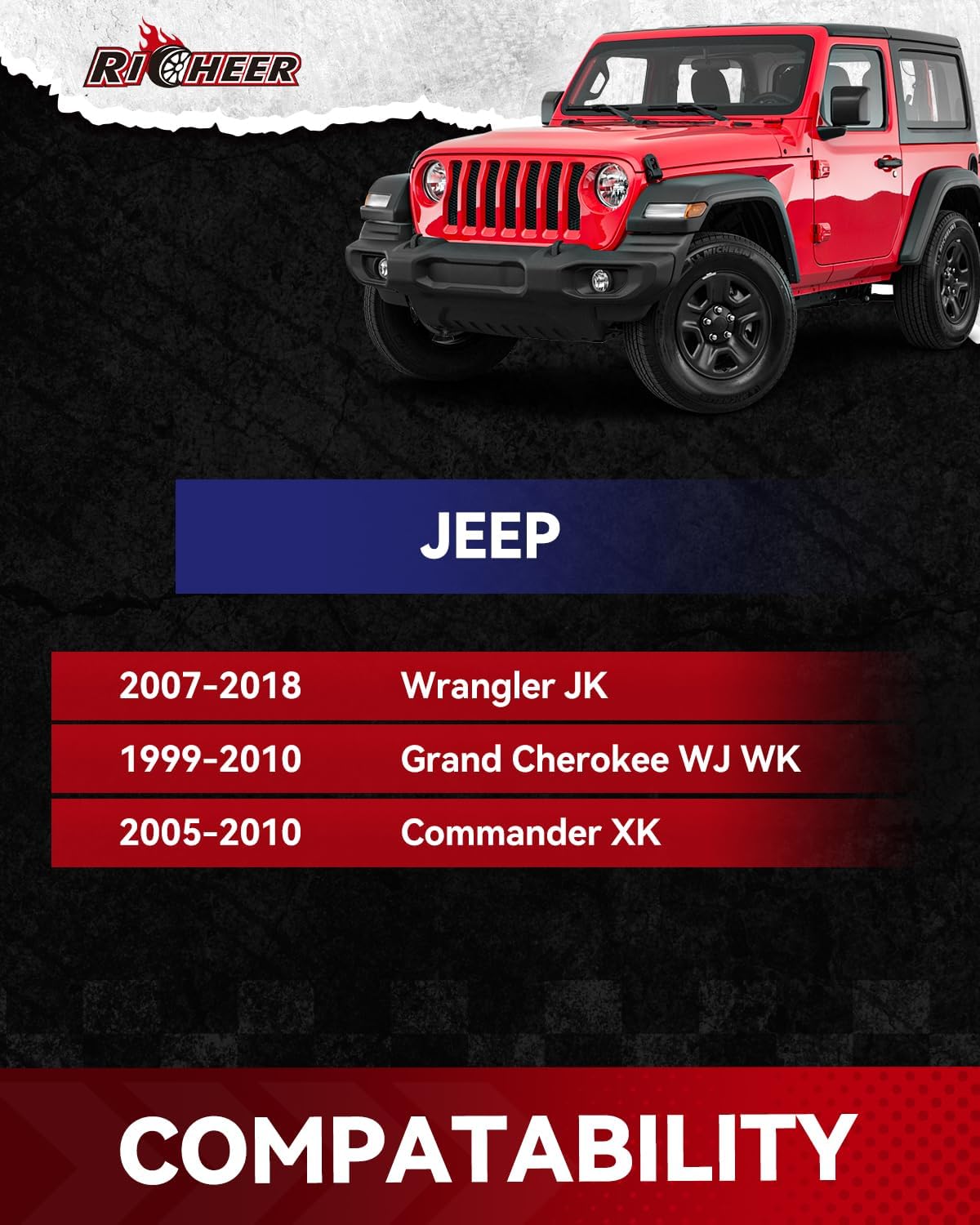 Richeer 2 inch 5x5 Hubcentric Wheel Spacers for 2007-2018 Wrangler JK 1999-2010 Grand Cherokee WJ WK 2005-2010 Commander XK, 4PCS 5x127mm Forged Wheel Spacer with 1/2-20 Studs 71.5mm Hub Bore