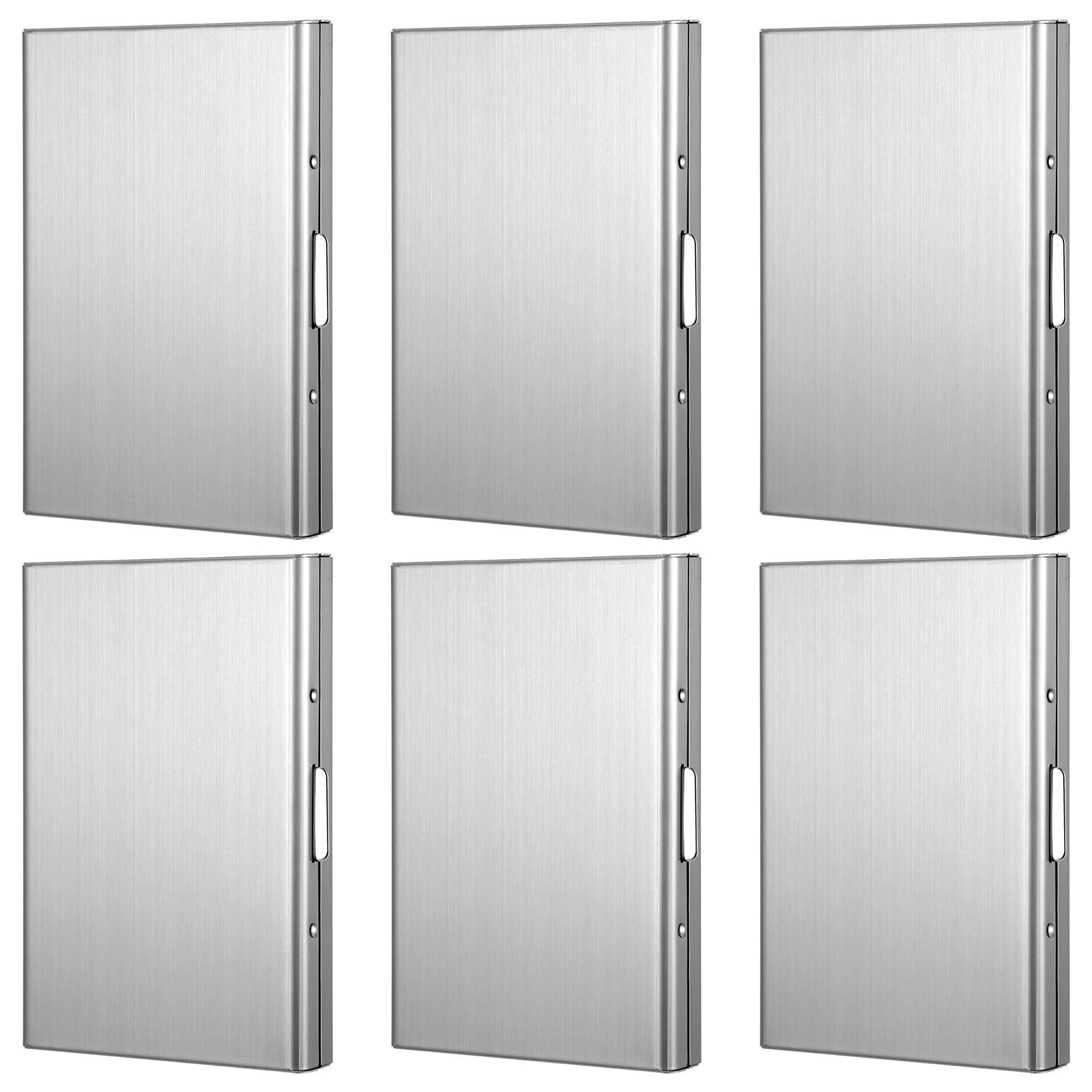 mekueeex 6 Pcs Stainless Steel Credit Card Holder Metal RFID Blocking Case Protector Metal ID Card Wallet with 6 Slot for Men Women Gift Box(Silver) ﻿