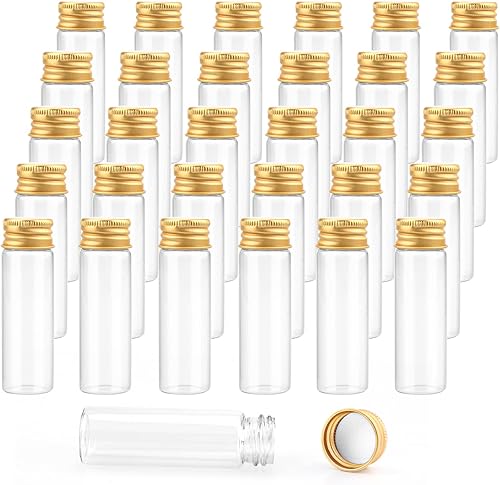 Paquete de 30 botellas de vidrio de 0.5 fl oz (0.5 fl oz), frascos de muestra transparentes, decoración pequeña, botella de manualidades con tapa de