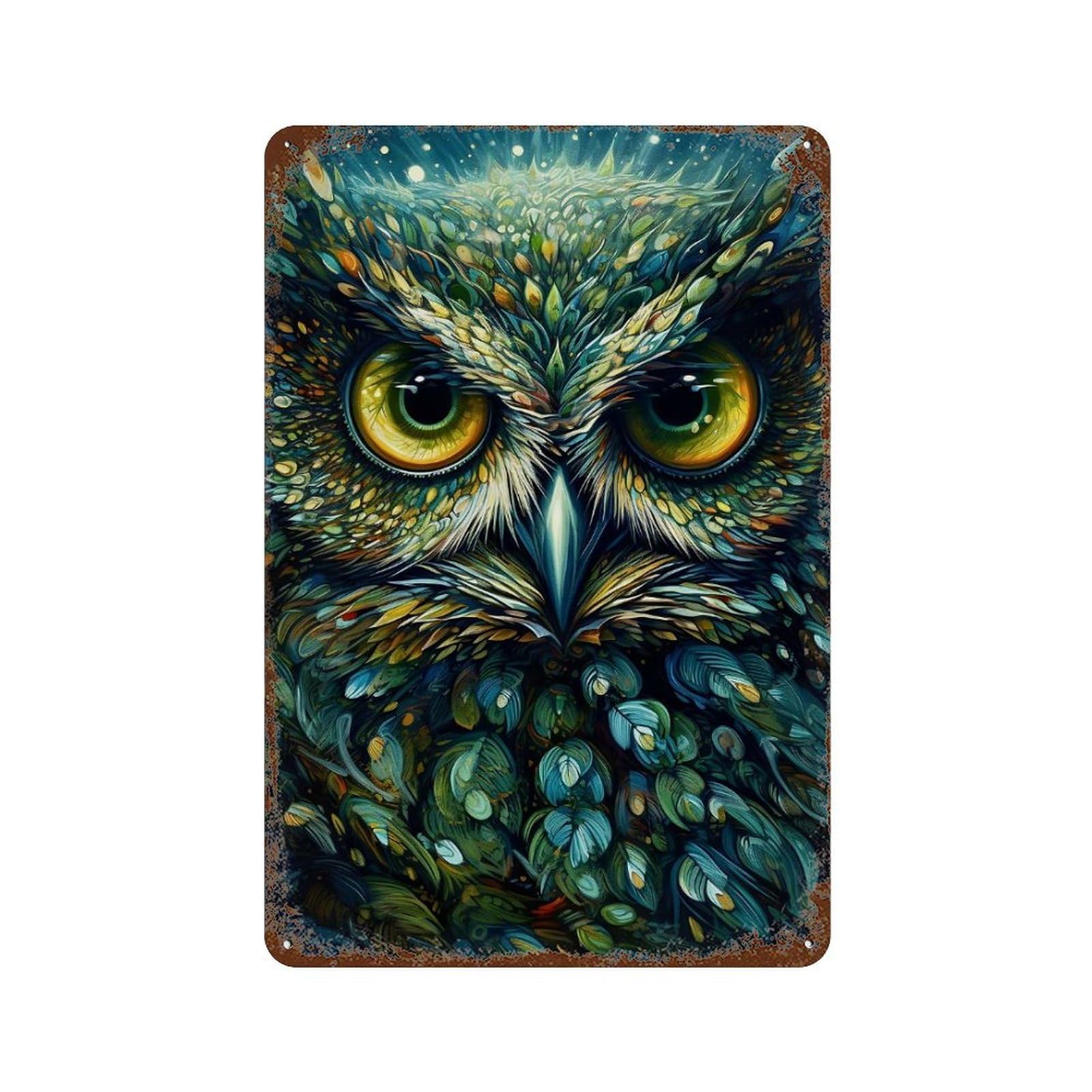 Owl Retro Metal Sign 11.8"x7.9", Old School Wall Decor for Garage, Bar And Workshop Decor