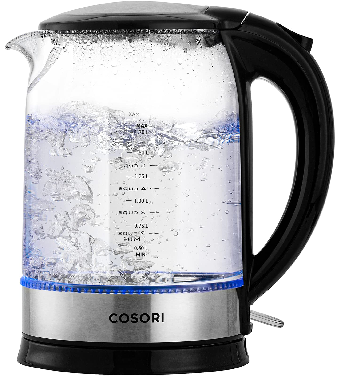 COSORI Speed-Boil Electric Kettle, 1.7L Water Boiler (BPA Free) Auto Shut-Off&Boil-Dry Protection, LED Indicator Inner Lid & Bottom, Black