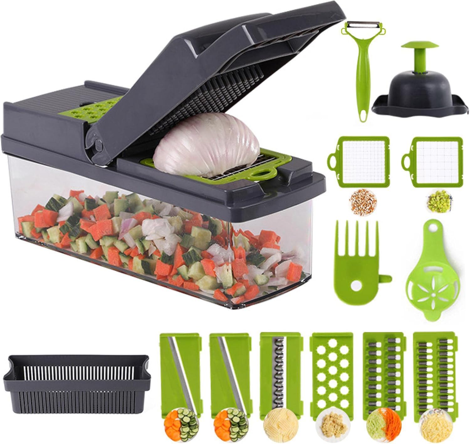 buniq Light Luxury Kitchen Multi-Function Vegetable Cutter, Hands-Free, Salad Artifact, Vegetable Cutter, Dice, Shredder