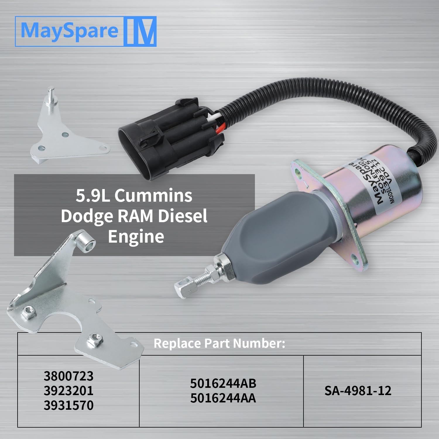 Fuel Shut Off Solenoid Kits 3931570 5016244AA for Dodge RAM 2500 3500 with 5.9L Cummins Diesel 1994-1998 12V