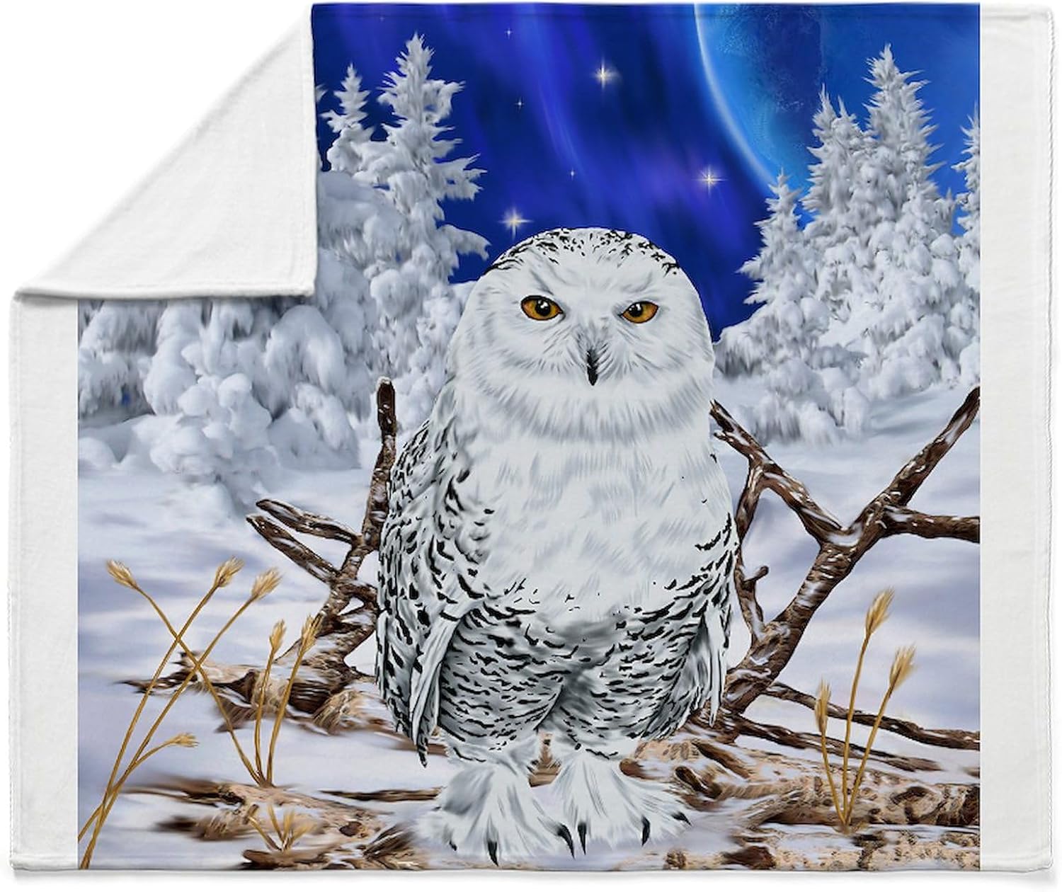 CafePress Snowy Owl Digital Art Throw Blanket Super Soft Fleece Plush Throw Blanket, 60"x50"