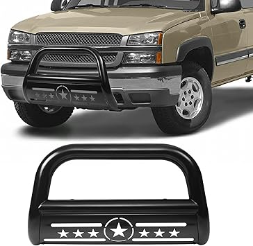 Bull Bar 3" Front Grille Brush Push Bumper Guard with Removable Skid Plate Fits 999-2006 Chevrolet Silverado 1500 GMC Sierra 1500 Tahoe/Suburban/Yukon/Yukon XL1500 Black