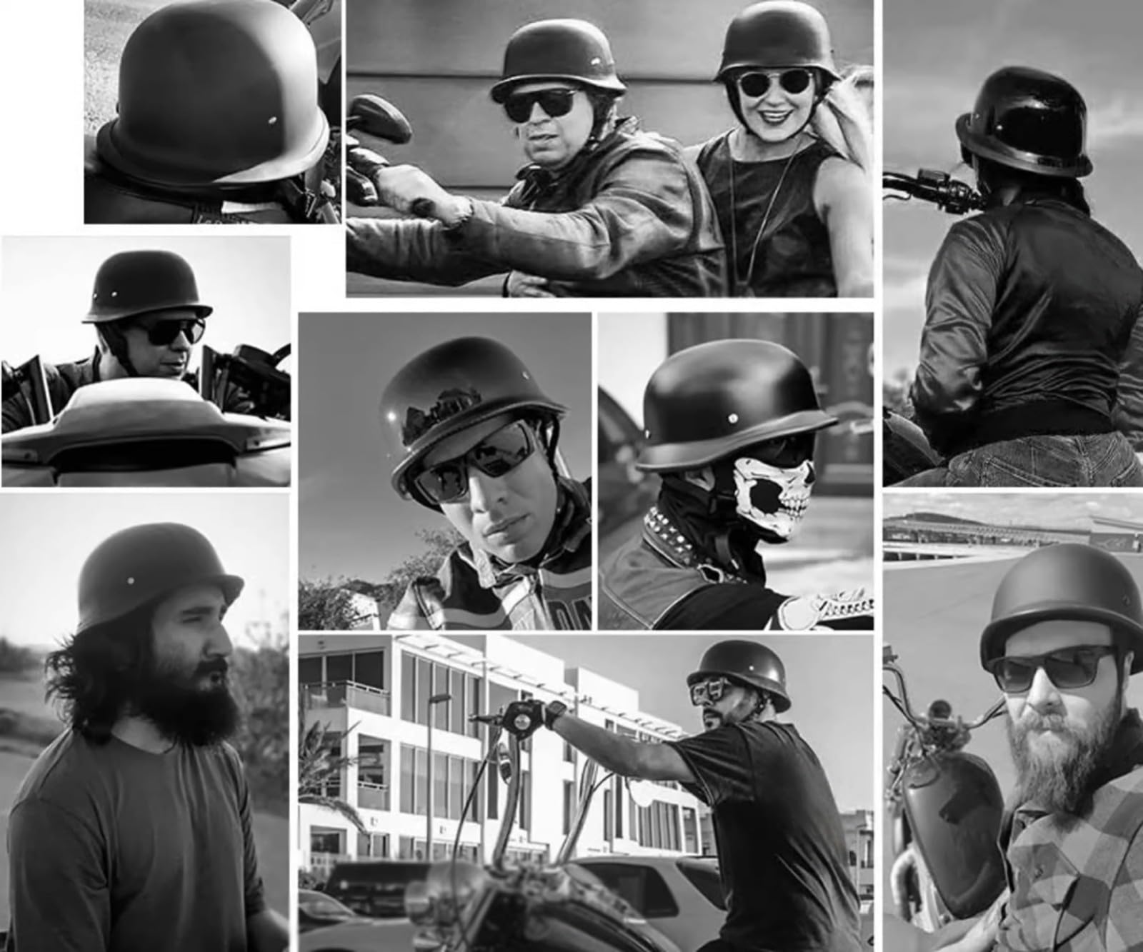 Kask motocyklowy vintage, homologacja ECE/DOT, niemiecki styl kask motocyklowy na skuter, motorower lub cruiser, męski kask motocyklowy
