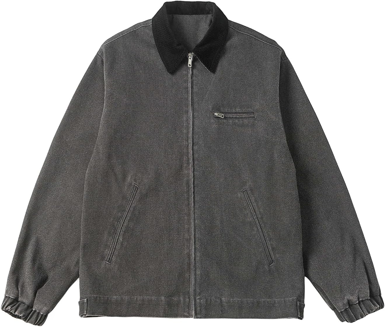 Men's Lightweight Jackets Full Zip Casual Barn Jacket Cotton Workwear Coat Fall Outwear With Pockets, M-3XL