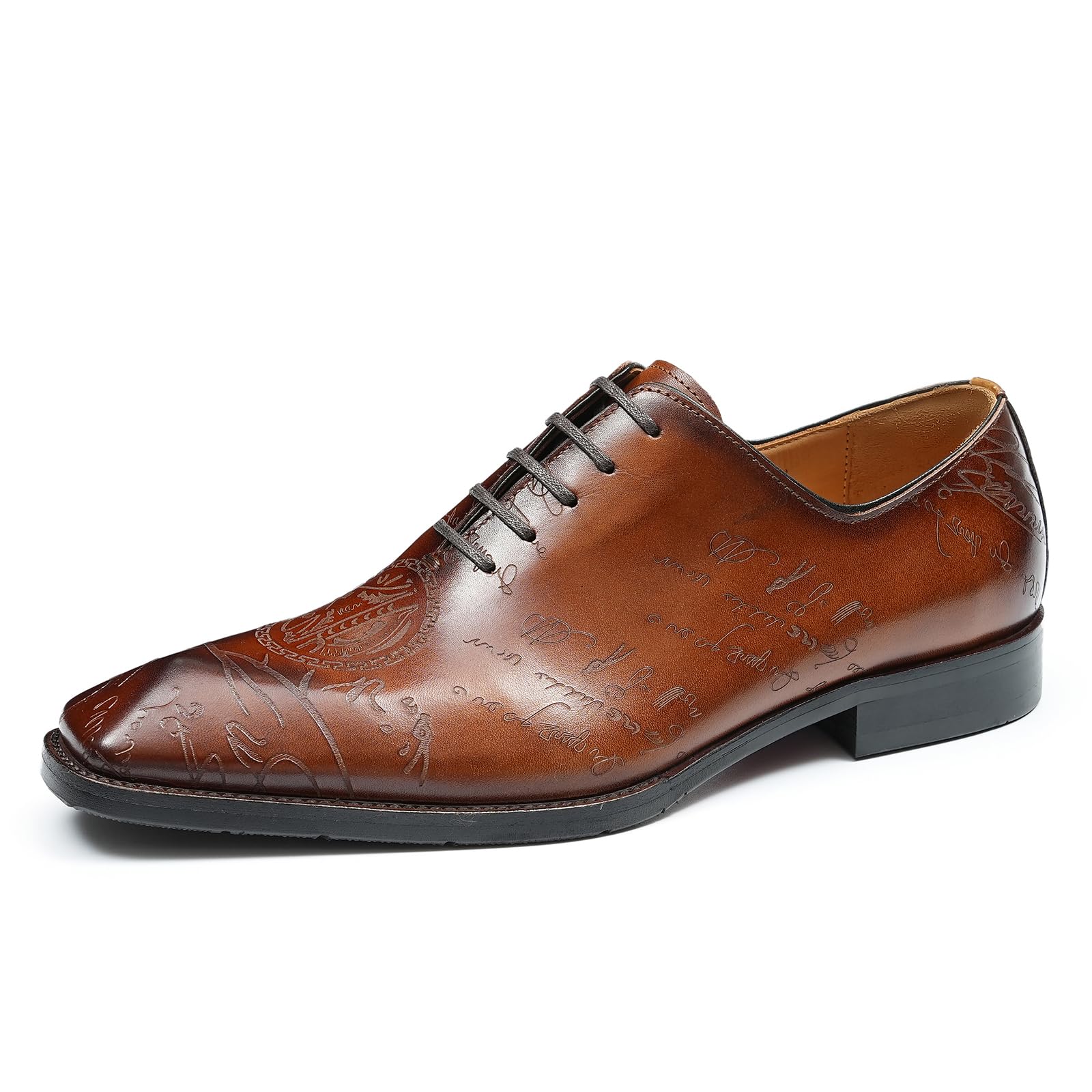 Oxfords da Uomo in Pelle con Punta Quadrata Brogues Formali Affari Scarpe Eleganti Stringate Basse Vintage