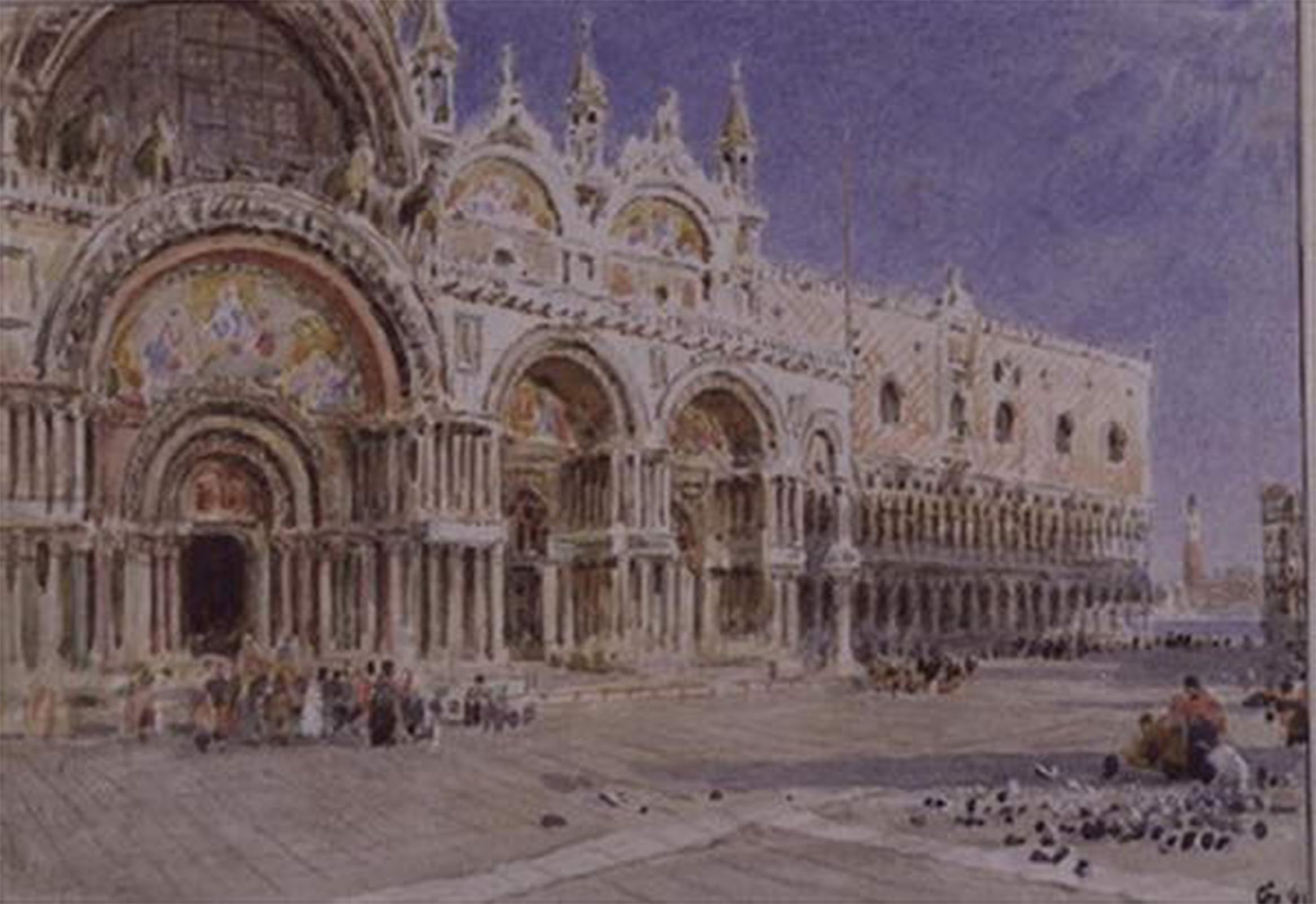 Serendipitp No Frame Abstract Painting Mural Print Picture Wall Decor Painting St Mark S Basilica By Albert Goodwin Vintage Wall Artwork For Home Decor 60X90cm