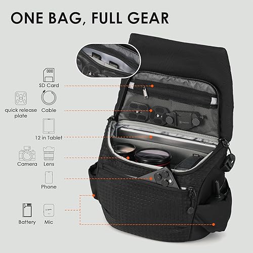 Miniatura 12 de TARION Bolso bandolera para cámara pequeña: bolsa de hombro compacta para cámara con material impermeable y resistente al polvo, bolsa cruzada DSLR