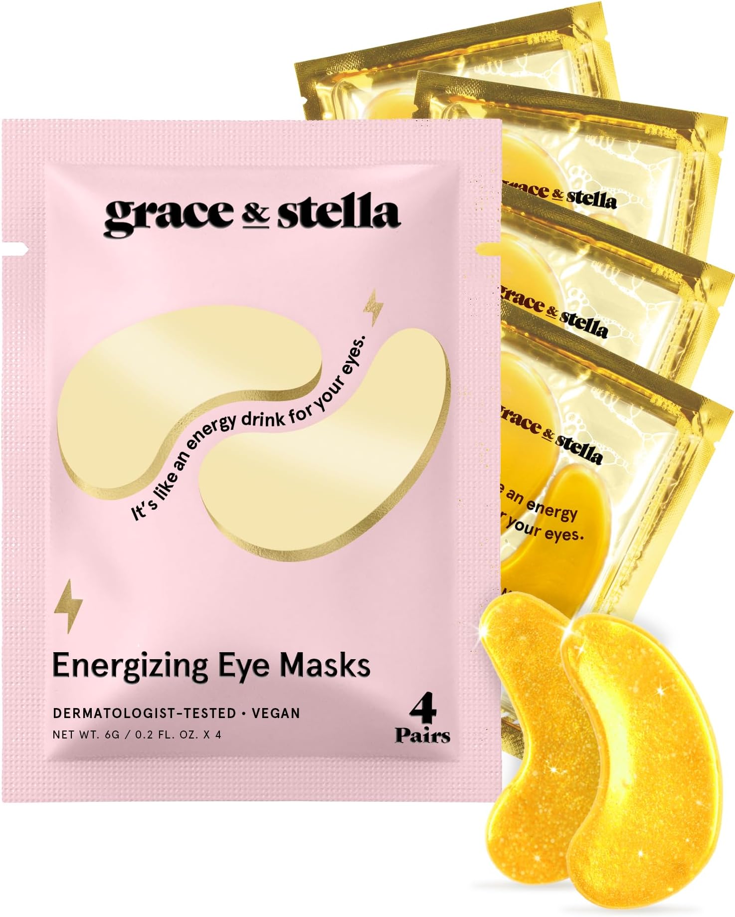 Award Winning Under Eye Mask - Reduce Dark Circles, Puffy Eyes, Undereye Bags, Wrinkles - Under Eye Gel Patches, Vegan Cruelty-Free Self Care (4 Pairs, Gold)
