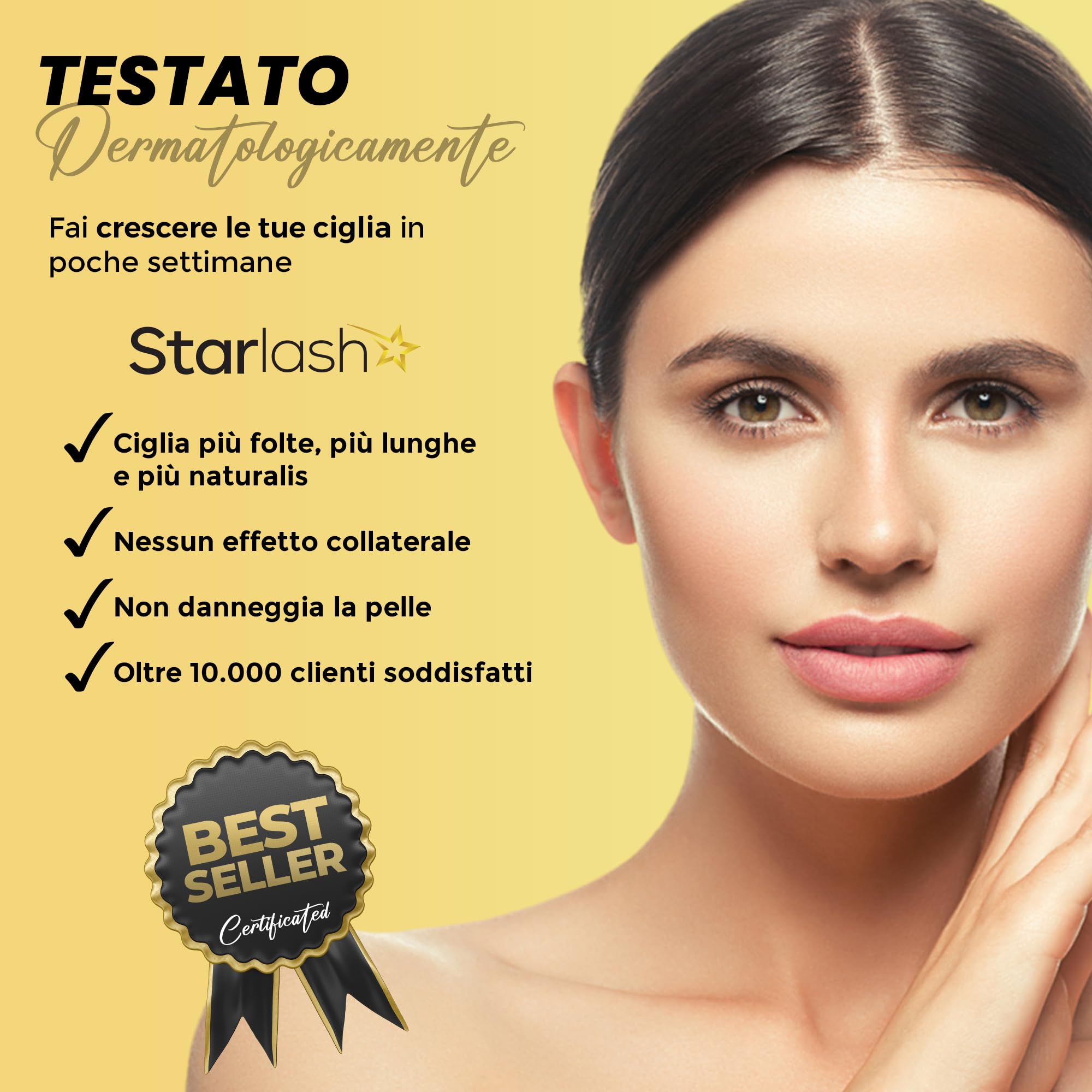 STARLASH Serum crece Pestañas 3ml - Largas y Fuertes - 30 Días - Crecimiento Pestañas y Cejas - Tratamiento Eyelash Growth Serum para Pestañas con más Densidad - 3ml
