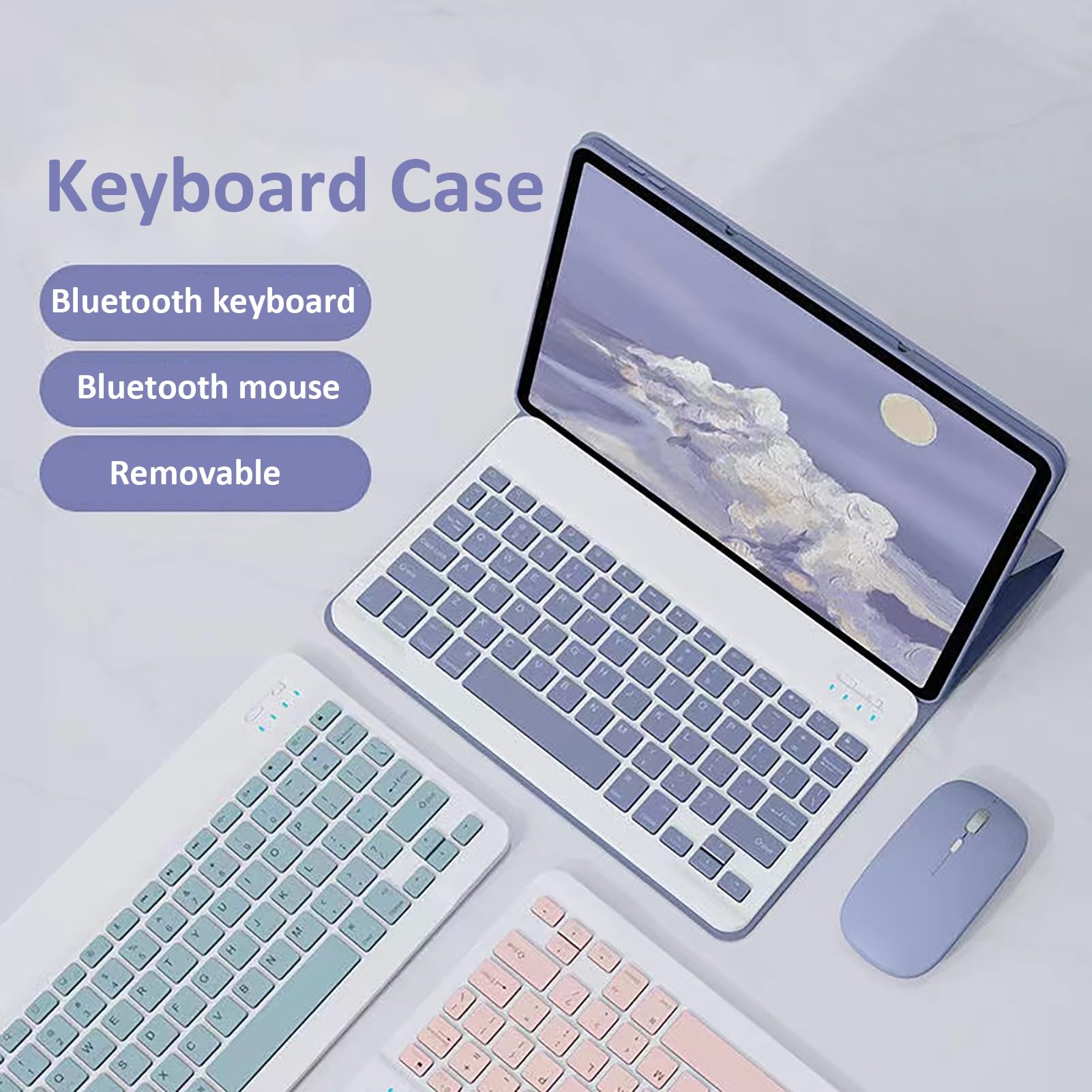 Etui na klawiaturę do Honor Pad 8 30.5 cm, odłączana bezprzewodowa klawiatura Bluetooth, mysz Bluetooth, elegancka czerń