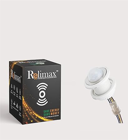Relimax PIR Motion Sensor with Light Sensor (Ceiling/Wall Mounted) Energy Saving | Motion Detector Switch | Auto on/Off | Smart Switch | with 18 Months Warranty (40 Watt, 5)