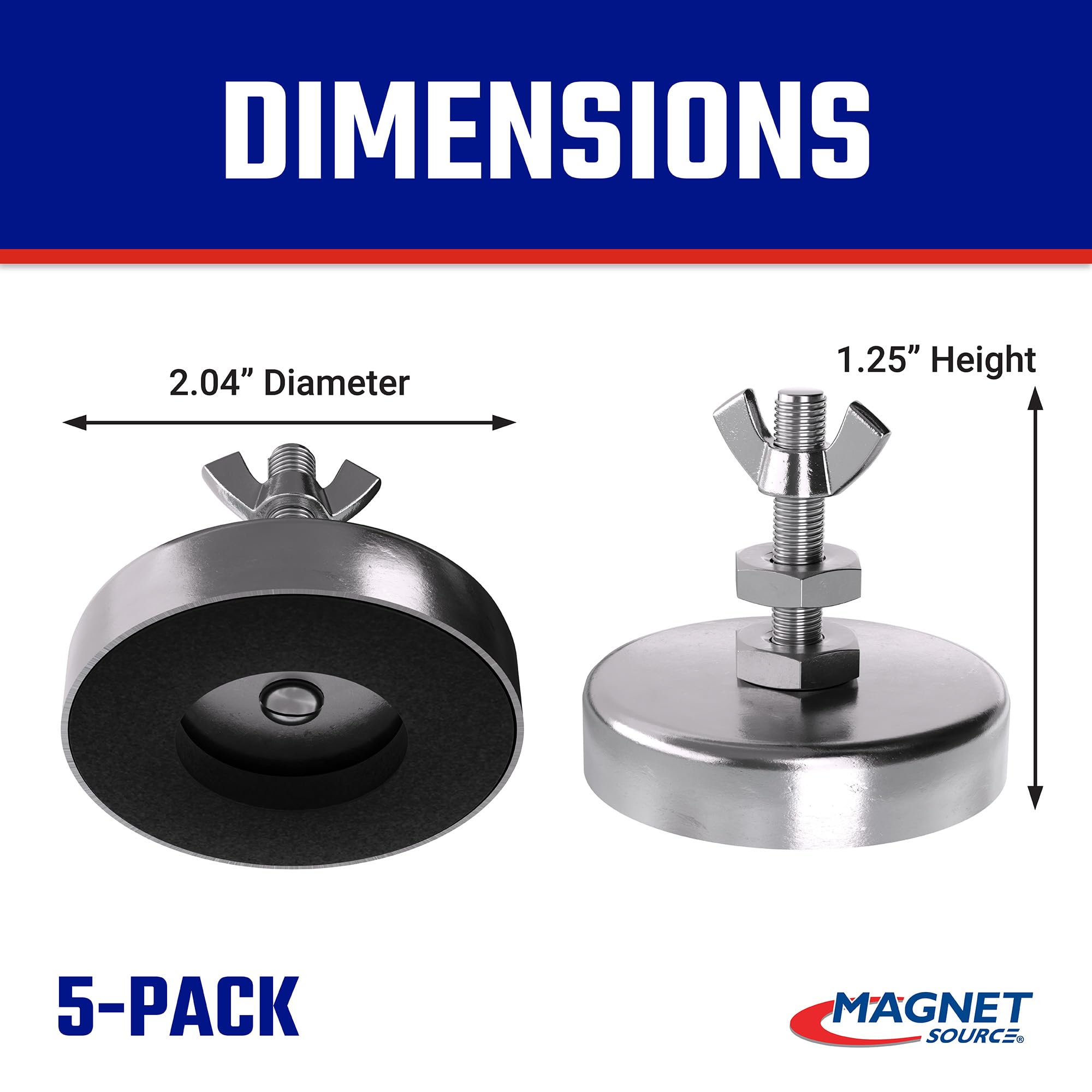 Heavy-Duty Ceramic Magnets - 35 lb Pull, 5-Pack -3