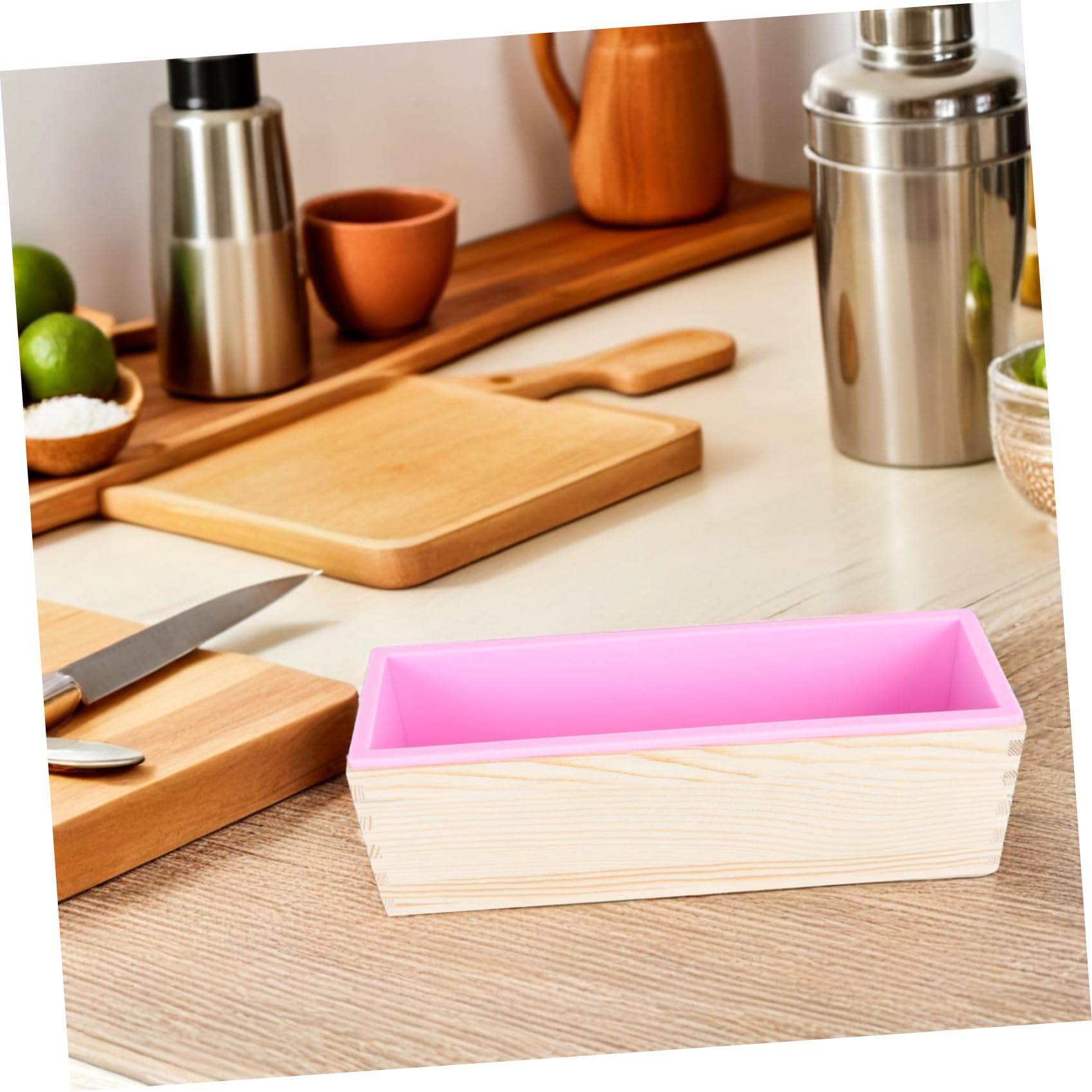 Holz-toastform mit Deckel Langlebige Flexible Brotbackform aus Holz und Silikon Vielseitige Kastenform für Ofen Sauerteig Kuchen und Seifenherstellung Brotdose für Frische
