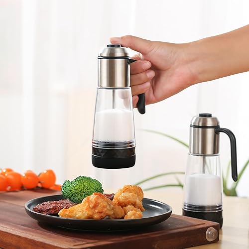 Miniatura 7 de Salero y pimentero - Salero premedido - 18 cucharadita (0.02 oz) por prensa - Coctelero de especias con tapa de acero inoxidable, perfecto para