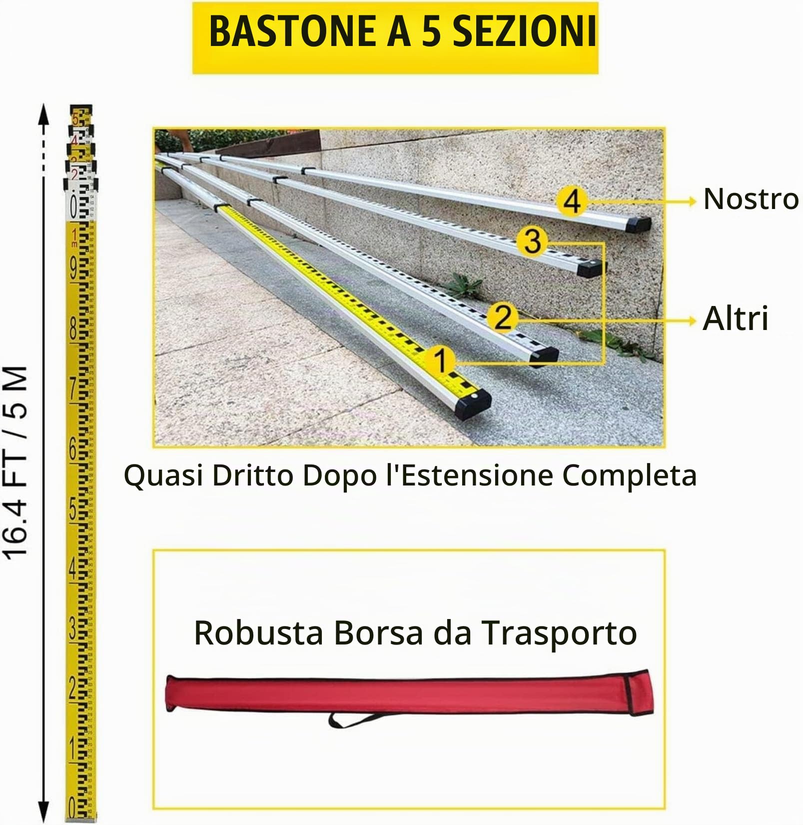 Kit Livello Laser Rotante a 360° Portata 500 m Apparecchiature di misurazione autolivellanti Strumenti di Costruzione per l'industria degli Esterni