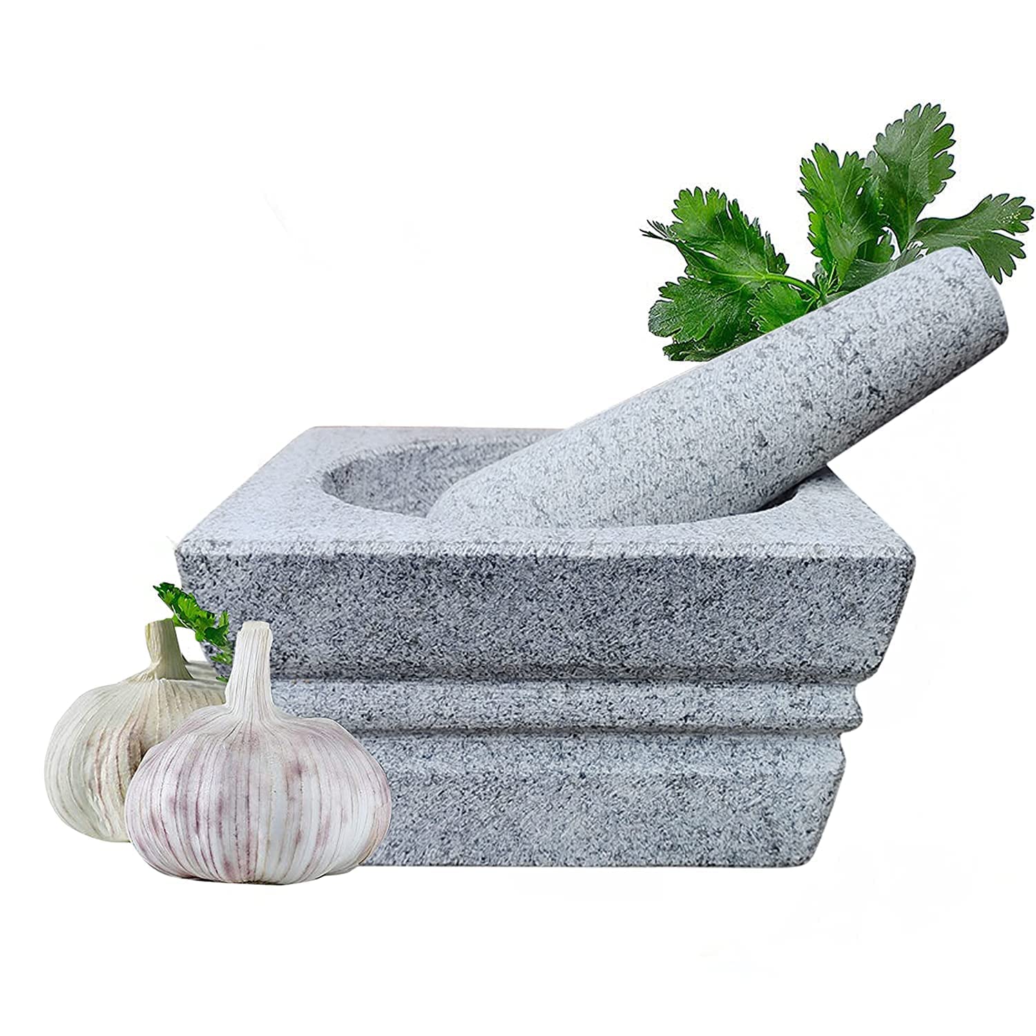 Buy EZAHK Square Stone Mortar and Pestle Set, Okhli, Khalbatta, Grinder