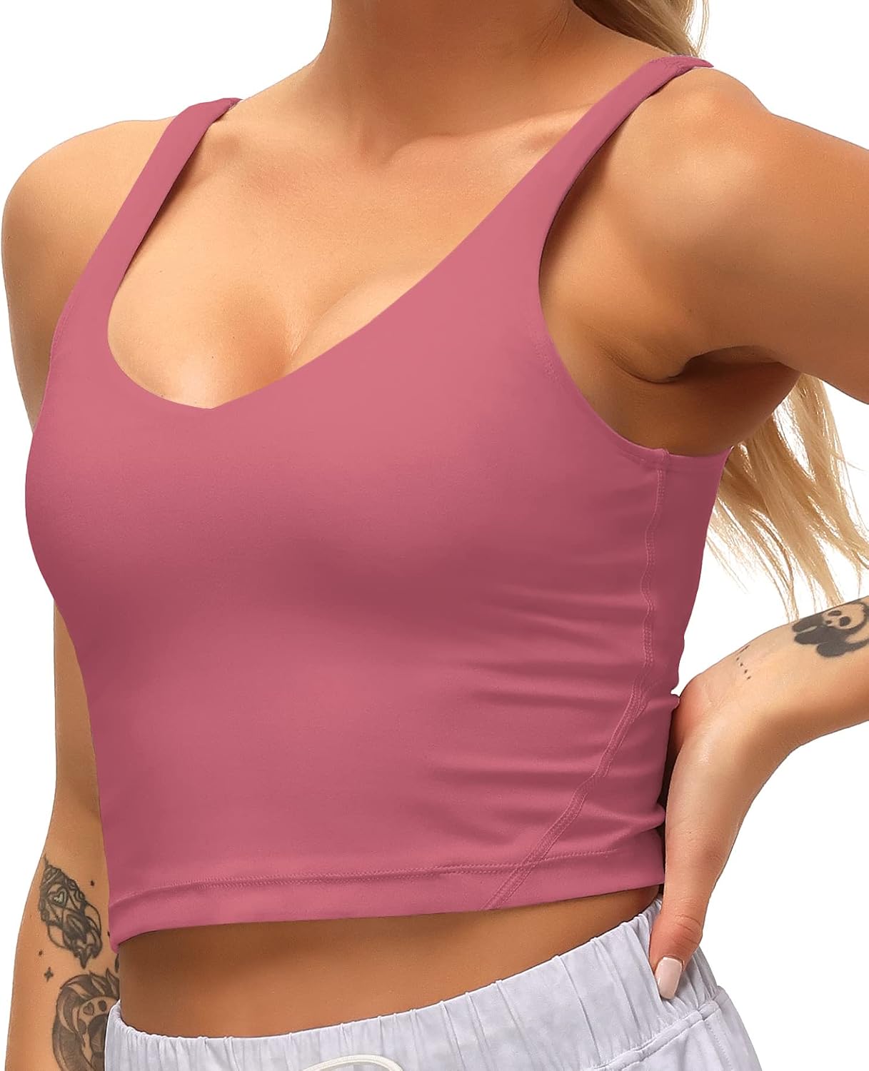 Dragon Fit Sports Bra for Women Longline Padded Bra Yoga Crop Tank Tops Fitness Workout Running Top