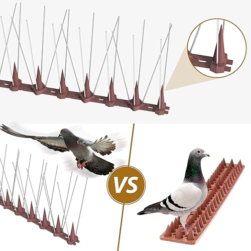 Miniatura 2 de Juego de 24 púas para pájaros de acero inoxidable, dispositivos repelentes de aves al aire libre, picos disuasorios de aves para palomas y otros