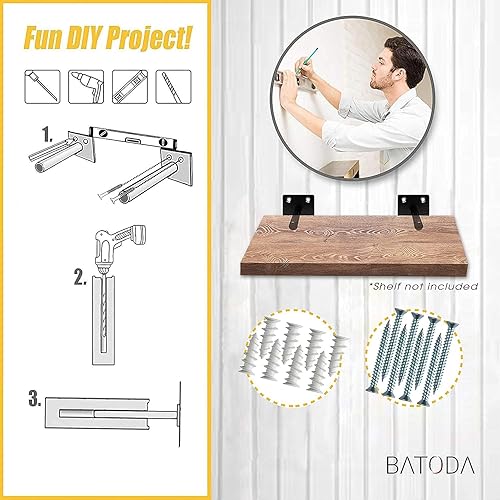 Miniatura 10 de BATODA Soporte flotante de acero sólido de 8 pulgadas (16 piezas) - Soportes para estantes ciegos - Soportes ocultos para estantes flotantes de
