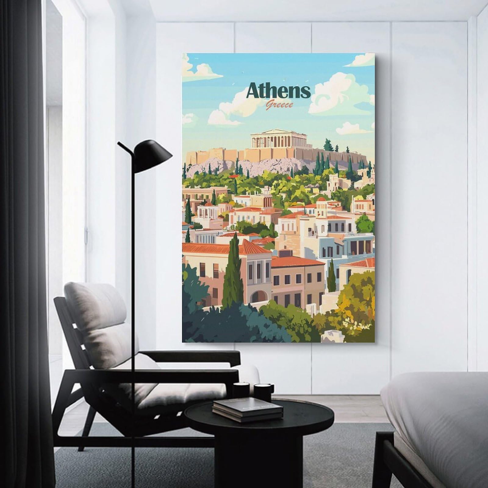 Junmoney Athens Greece Travel (8) Home Decor Wall Art 20x30inch(50x75cm), for Living Room, Lounge Or Sitting Room, A Home Accent with Warm Character
