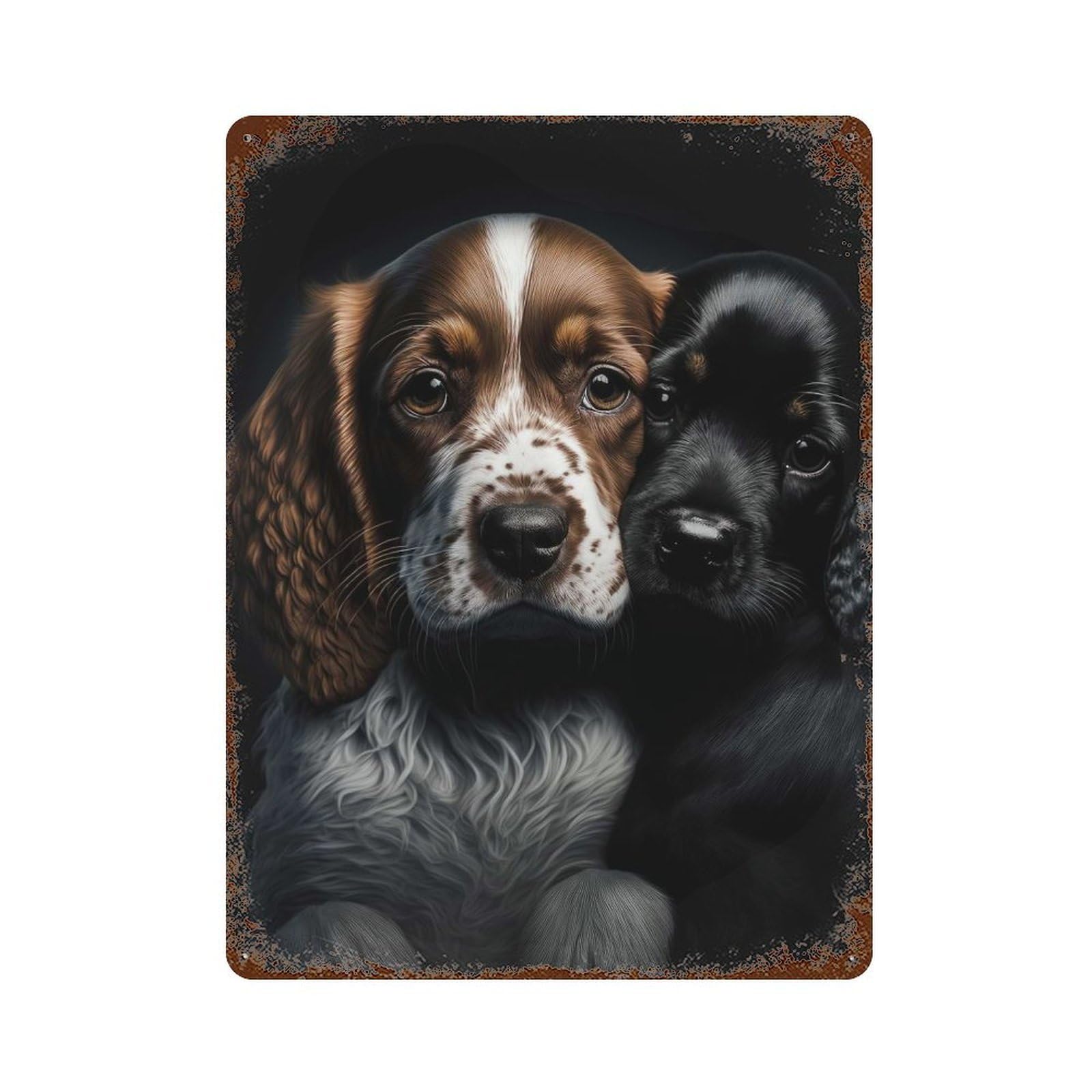 English Cocker Spaniel Duo Retro Metal Sign 15.7"x11.8", Farmhouse Wall Decor for Cafe, Home Bar And Lounge Decor