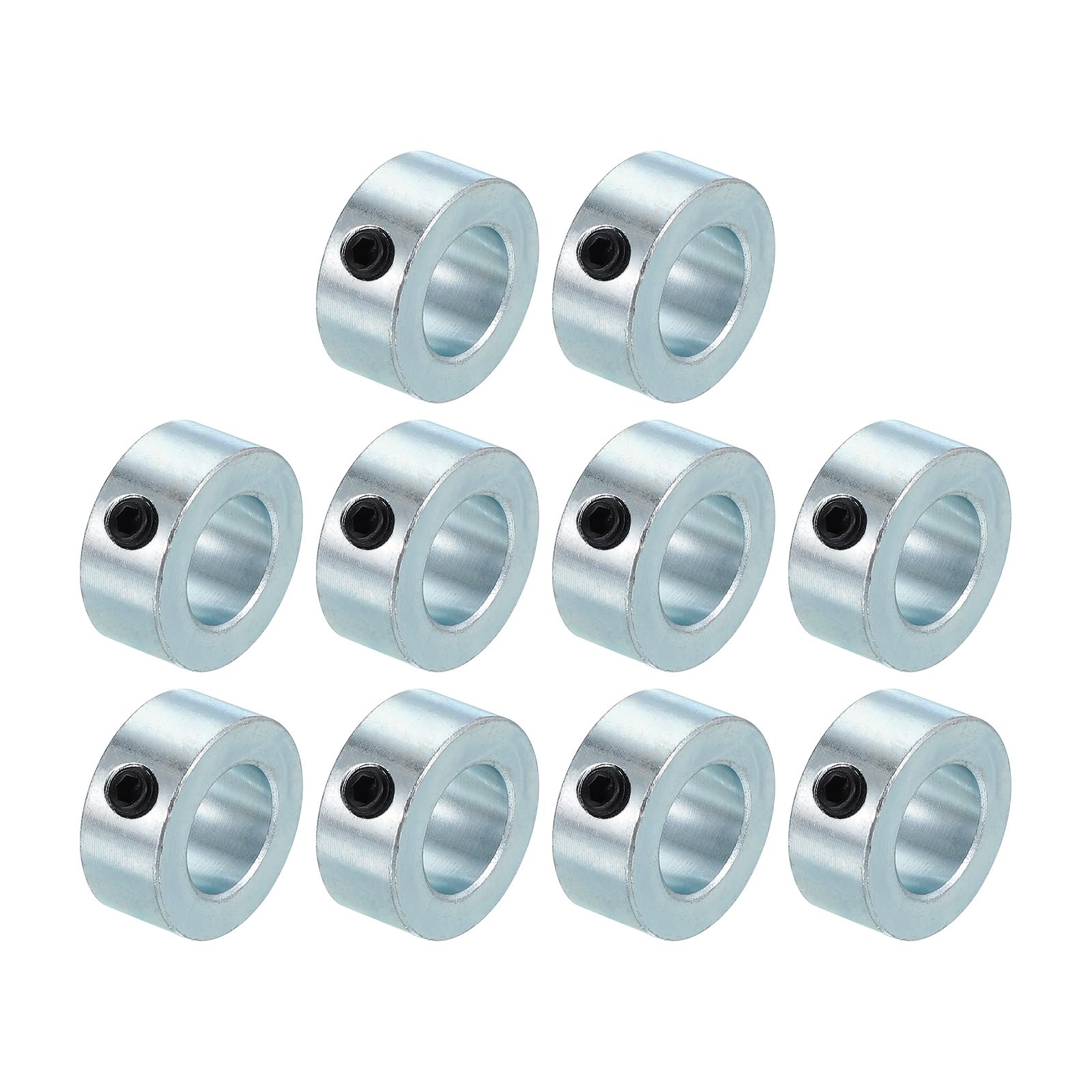 PATIKIL Bague de Réglage Alésage 16 mm Collier d'Arbre 28 mm OD 12 mm Épaisseur, 10 Pcs Acier au Carbone Zingué pour Roue de Butée de Train d'Atterrissage avec M6 Vis de Réglage, Argent