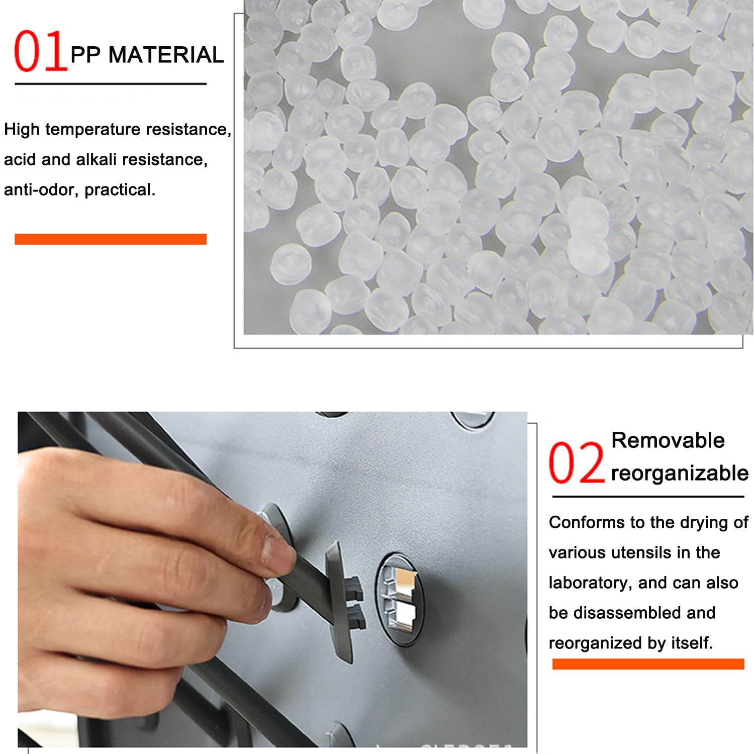 Laborbecher-Trockenständer, verstellbares abnehmbares Design, 45°-Winkel, schnelle Drainage, experimentelles Instrument für chemische Qualitätsprüfung in Schulen