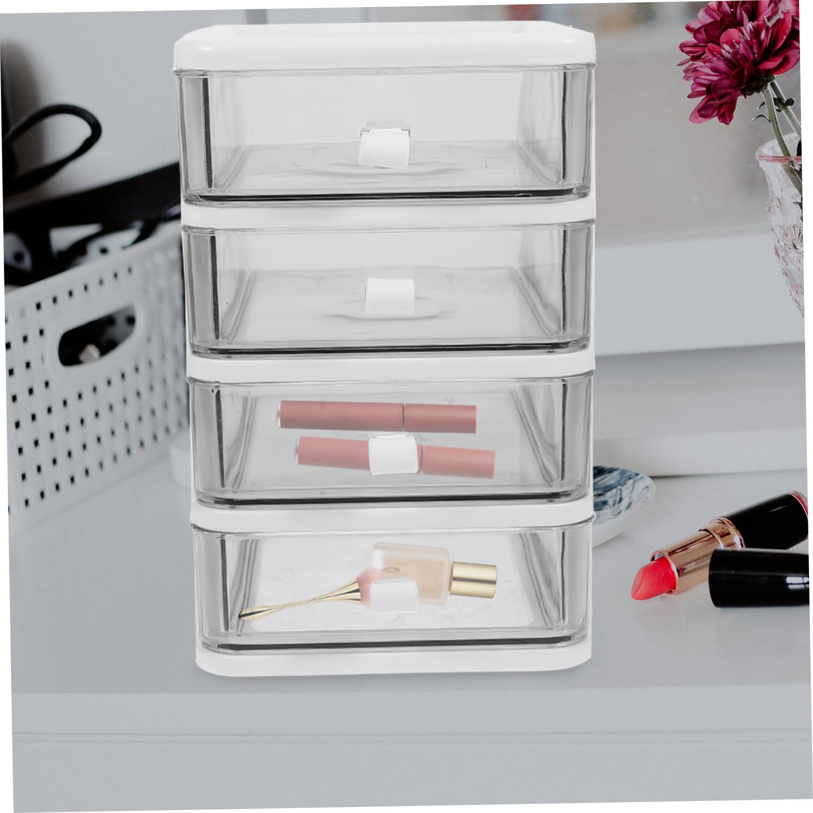 Organizador para Armario Diseño Simple y Almacenamiento Ordenado Superficie Lisa Cajonera de Pp Blanco y Oficina para Escritorio y Hogar