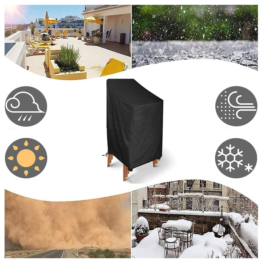 Copertura Impermeabile Per Sedie Da Giardino - Tessuto Oxford 210D, Pieghevole, Nero - Foto 13