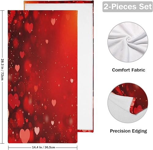 Miniatura 2 de Love Hearts - Juego de 2 toallas de cara doradas, toallas de mano, toallas de playa, baño y cocina, juego de decoración de 30 x 15 pulgadas
