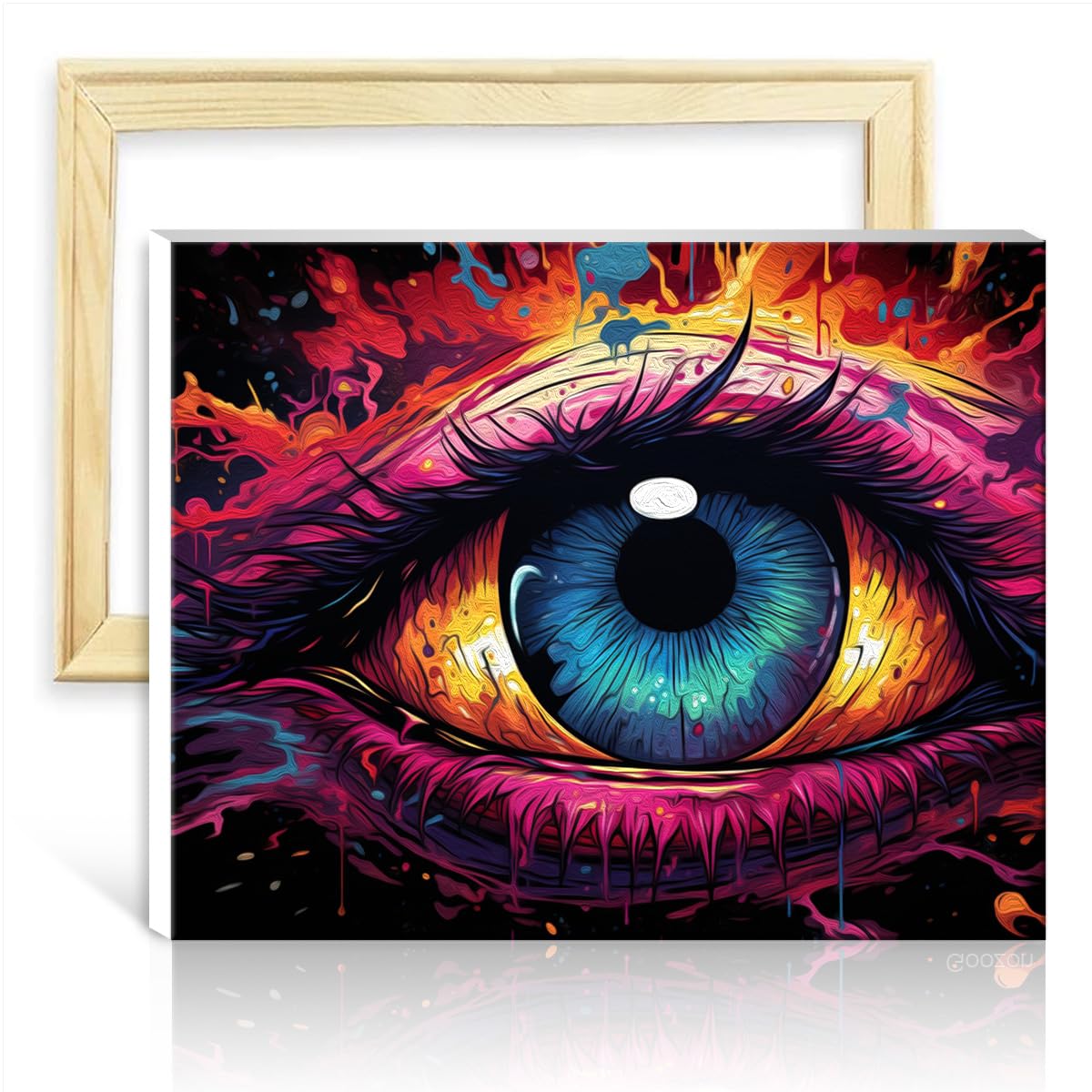 TANGFEIY Oil Painting Paint by Numbers Kits Eyes Canvas Painting Adults with Brushes and Acrylic Pigment on Graffiti Lover Picture DIY Frame(40x50cm)
