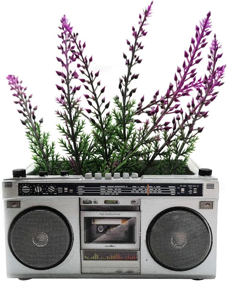Hztyyier Retro Planter Pots, Cute Flower Planters Decorations, Radio Shaped Pots for Home Decor Indoor Outdoor (Recorder Flower Pot)