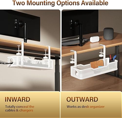 Miniatura 5 de Caja de gestión de cables [Actualizada] debajo del escritorio grande, Cinati de 16" para grosor de mesa de hasta 3", organizador de cables con